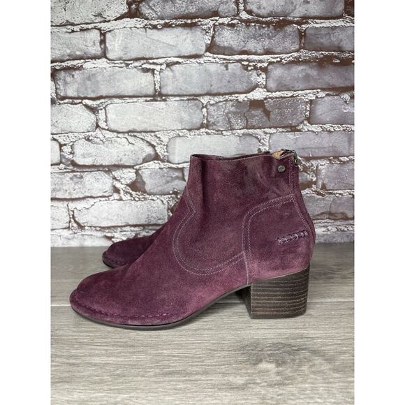 UGG Bandera Purple Plum Suede Back Zip Ankle Bootie Heel Boots Women 7M US/38EU - Picture 3 of 16